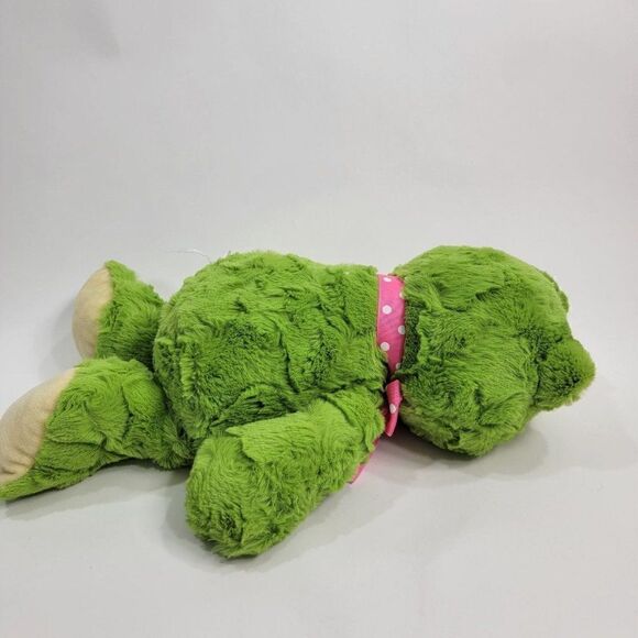 17" Animal Adventure Green Frog Pink Polka Dot Bow Plush - Picture 6 of 6